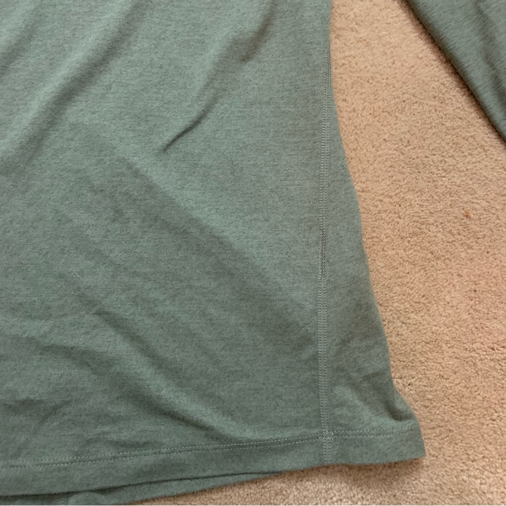 The North Face Flashdry heathered olive green athletic hiking shirt - Picture 2 of 9